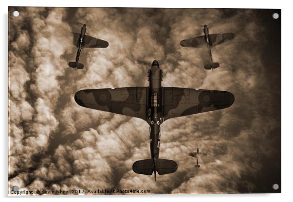 Hawker Hurricane in sepia Acrylic by Kevin White