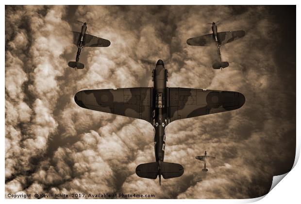 Hawker Hurricane in sepia Print by Kevin White