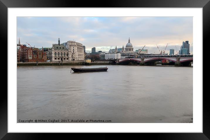 River Thames and Blackfriars Bridge Framed Mounted Print by Milton Cogheil