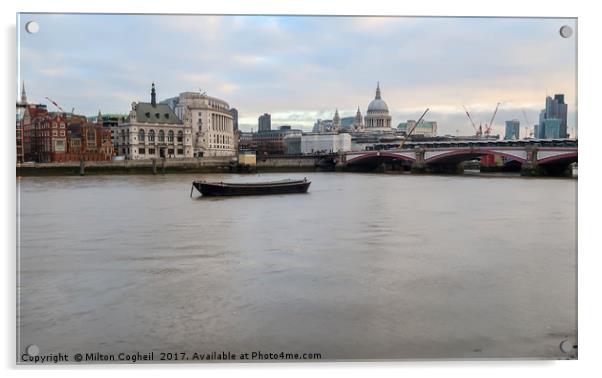 River Thames and Blackfriars Bridge Acrylic by Milton Cogheil