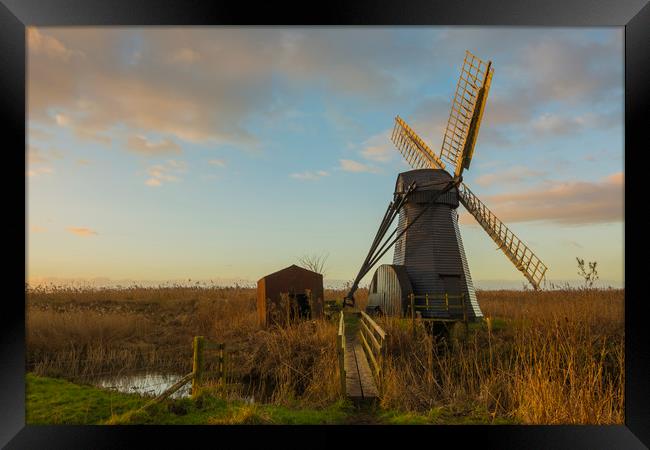 Herringfleet  Windmill & Out House Framed Print by Mark Hawkes