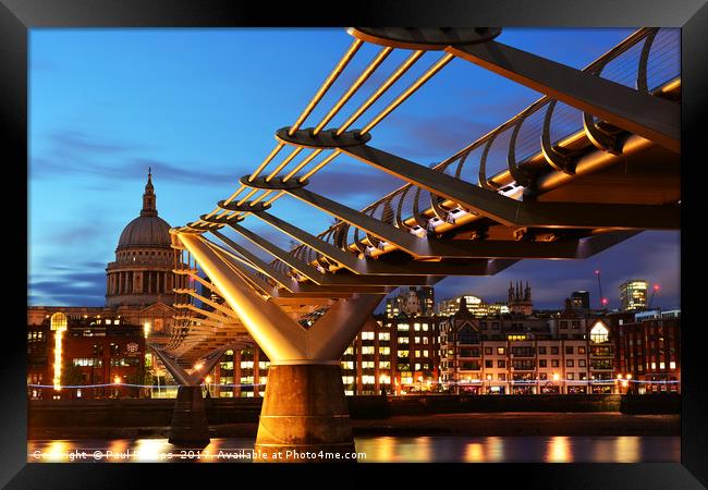 Millenium Bridge and St. Pauls at sunset, London;  Framed Print by Paul Phillips