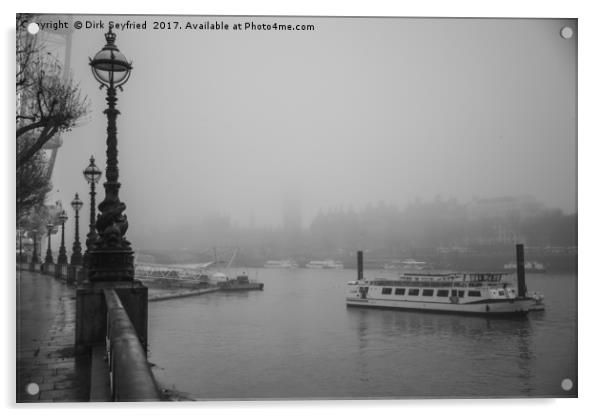 Foggy South Bank, London Acrylic by Dirk Seyfried