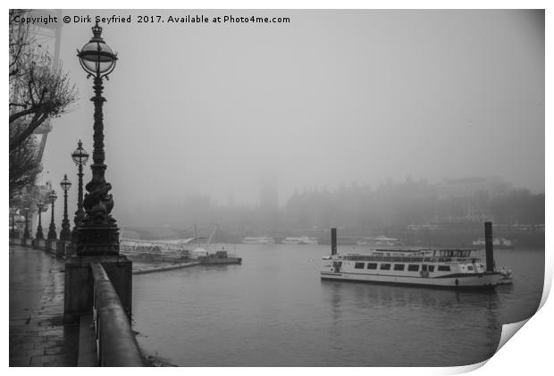 Foggy South Bank, London Print by Dirk Seyfried