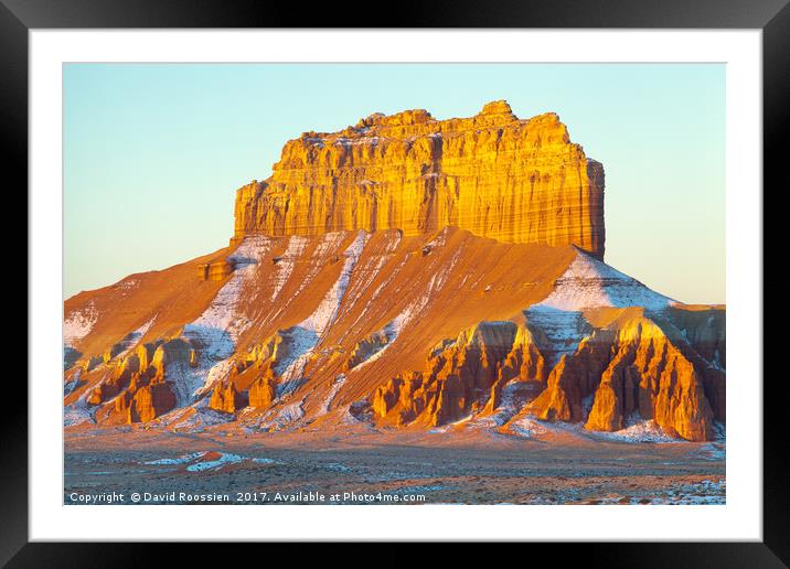 Sunrise on Unnamed Butte, Goblin Valley, Utah, USA Framed Mounted Print by David Roossien