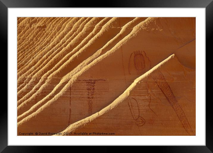 Fins and Petroglyphs, Buckhorn Wash, Utah, USA Framed Mounted Print by David Roossien