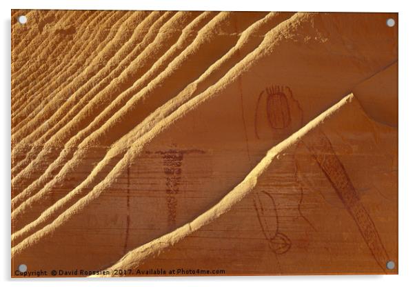 Fins and Petroglyphs, Buckhorn Wash, Utah, USA Acrylic by David Roossien