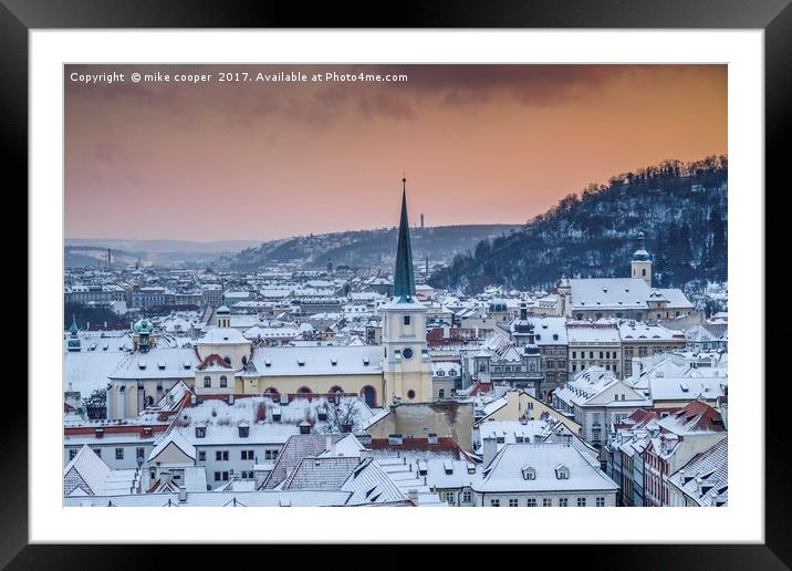 Prague rooftops Framed Mounted Print by mike cooper