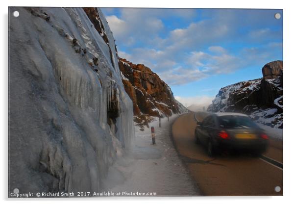 Ice cascade near summit Acrylic by Richard Smith