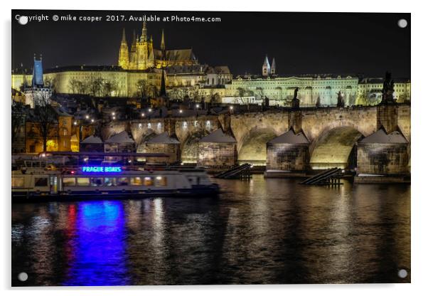 night time over Prague Acrylic by mike cooper