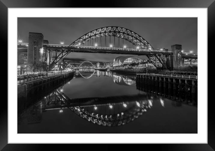Newcastle Bridges Framed Mounted Print by Angela H