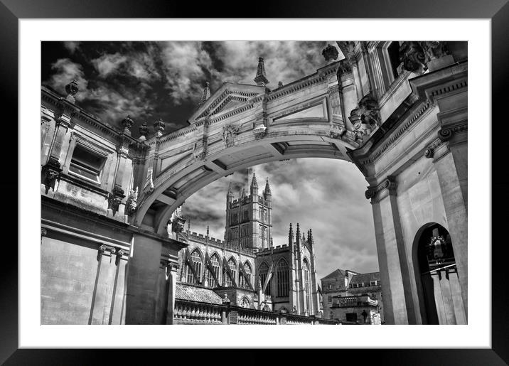 Bath Abbey and Arch in Mono                       Framed Mounted Print by Darren Galpin