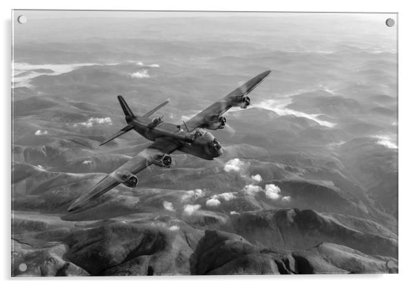 Short Stirling air test black and white version Acrylic by Gary Eason