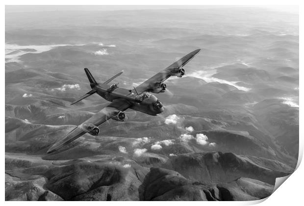 Short Stirling air test black and white version Print by Gary Eason