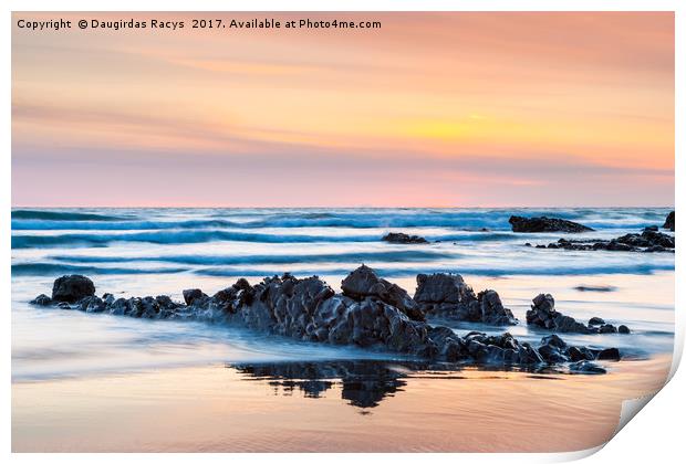 Widemouth Bay Sunset Print by Daugirdas Racys