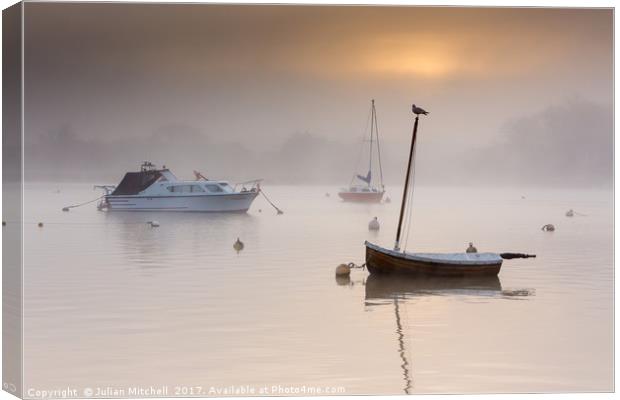 Misty River Canvas Print by Julian Mitchell