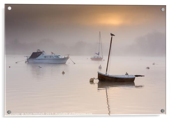Misty River Acrylic by Julian Mitchell