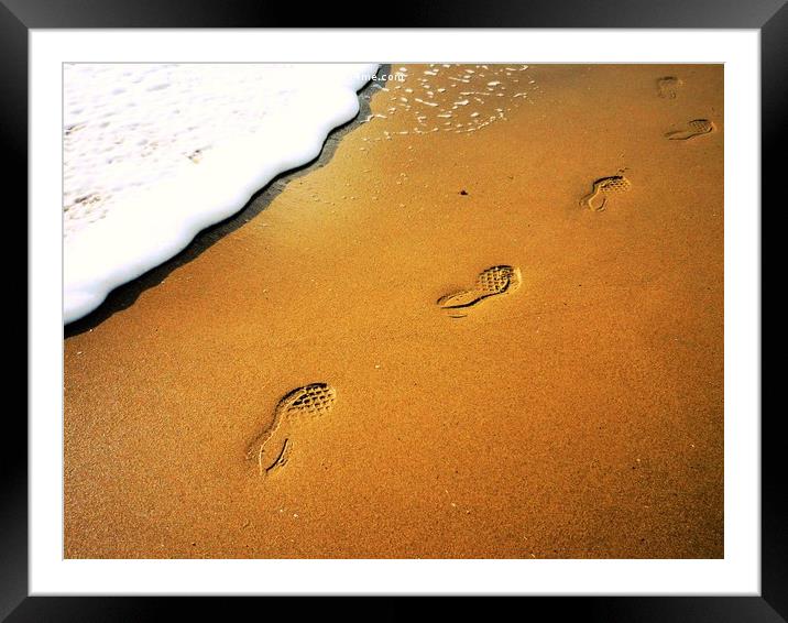 Footsteps in the sand. New year resolution. Where  Framed Mounted Print by Steve Clark