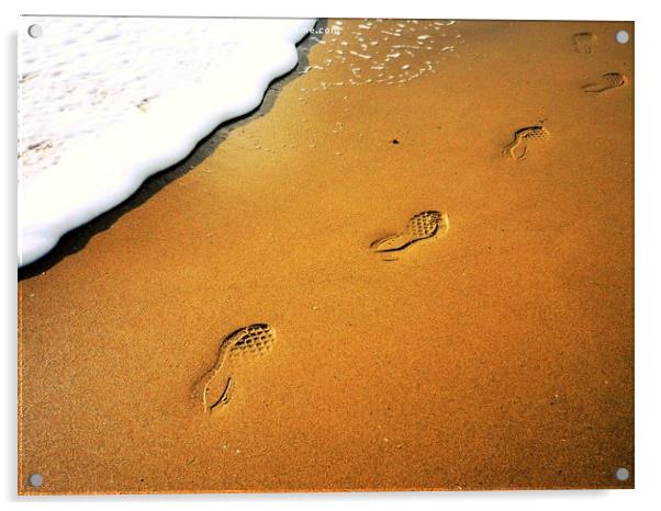 Footsteps in the sand. New year resolution. Where  Acrylic by Steve Clark