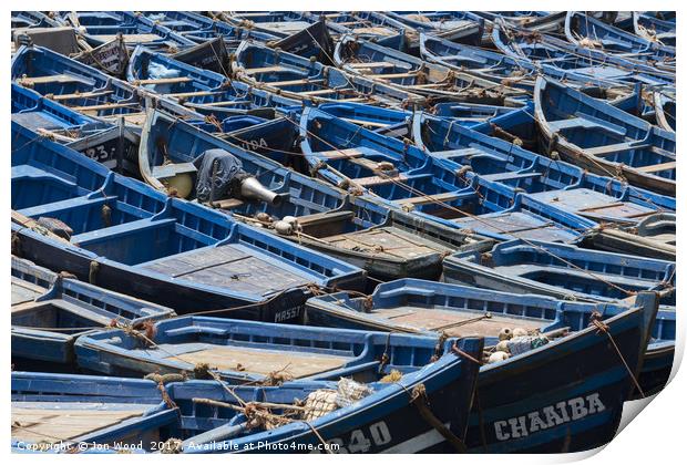 Fishing Boats Moored Up, Essouria Morocco Print by Jon Wood