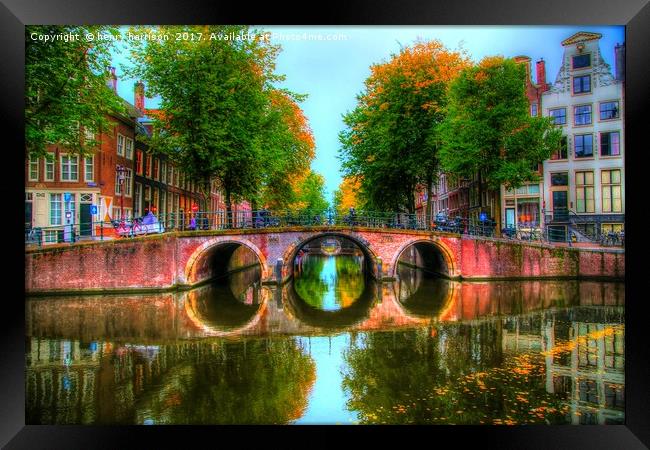 Amsterdam Bridge and Waterways Framed Print by henry harrison