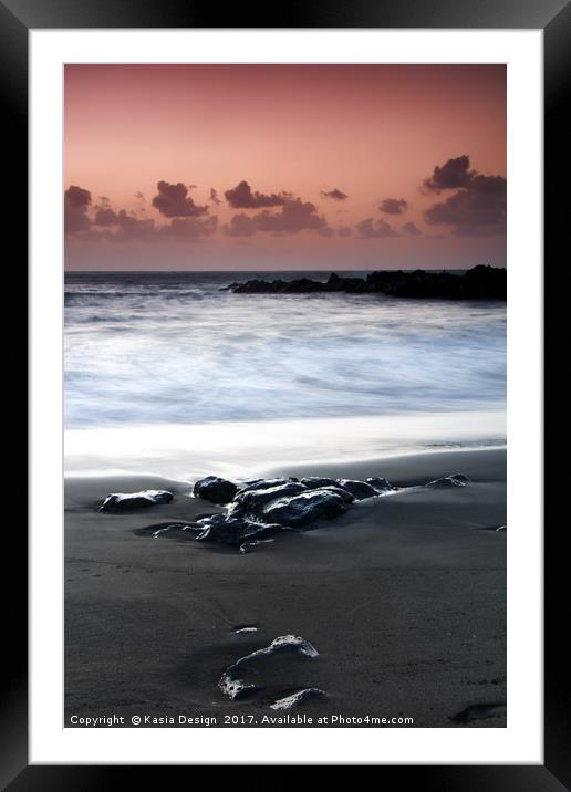 Black Rock Sunset, Playa La Arena, Tenerife Framed Mounted Print by Kasia Design