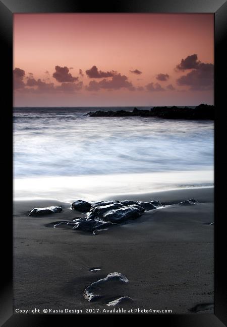 Black Rock Sunset, Playa La Arena, Tenerife Framed Print by Kasia Design
