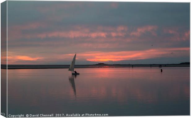 Fire Sky Sailing Canvas Print by David Chennell