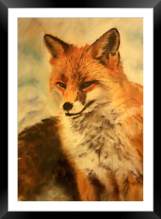 Pastel painting of a Fox Framed Mounted Print by Linda Lyon