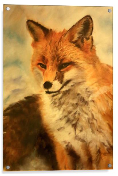 Pastel painting of a Fox Acrylic by Linda Lyon