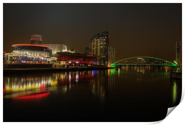 The Lowry by night Print by Daniel Udale