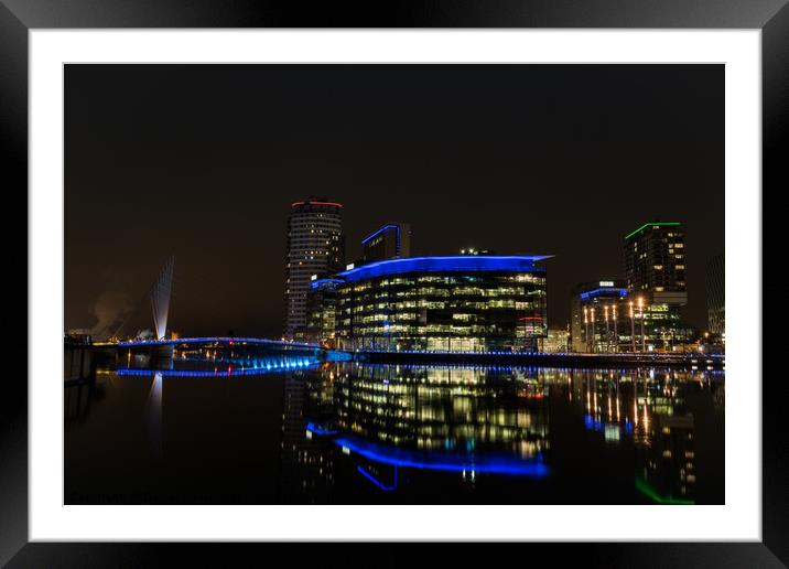 Media City by night Framed Mounted Print by Daniel Udale