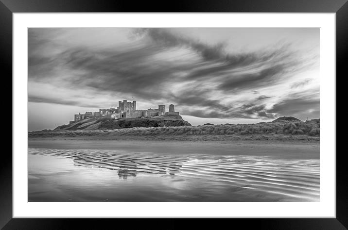 Pretty as a Picture - Bamburgh Castle B&W Framed Mounted Print by Naylor's Photography