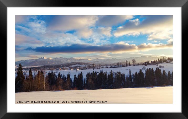 Winter mountain panorama Framed Mounted Print by Łukasz Szczepański