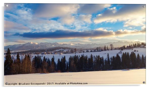 Winter mountain panorama Acrylic by Łukasz Szczepański