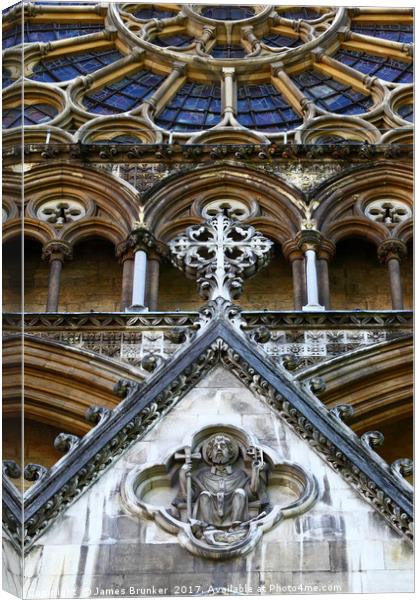 Stone Carvings On North Facade Westminster Abbey Canvas Print by James Brunker