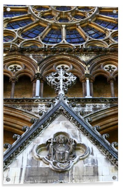 Stone Carvings On North Facade Westminster Abbey Acrylic by James Brunker