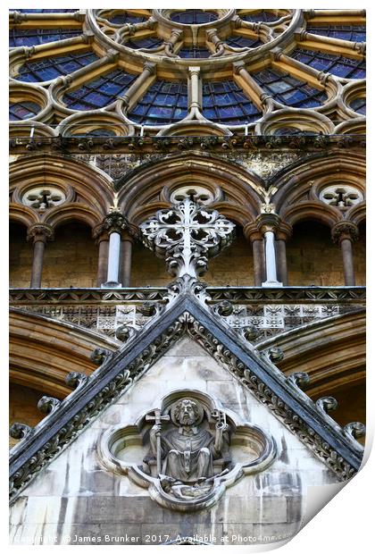 Stone Carvings On North Facade Westminster Abbey Print by James Brunker