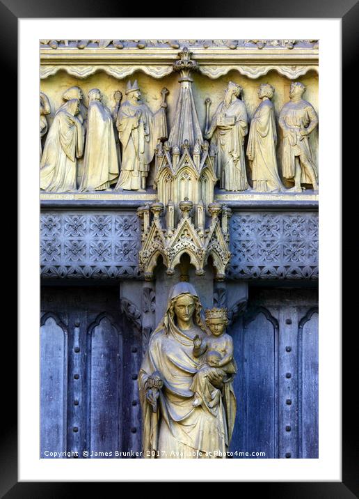 Mary and Jesus Great North Door Westminster Abbey Framed Mounted Print by James Brunker