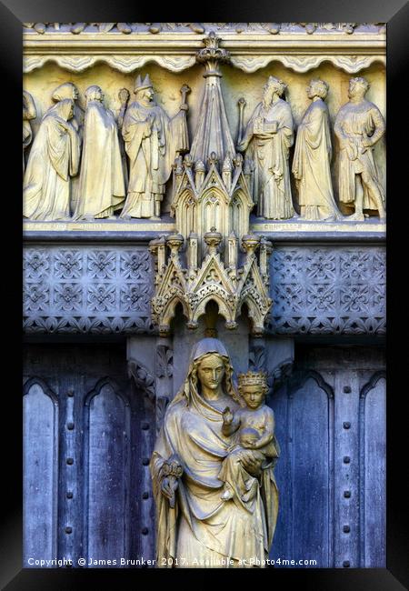 Mary and Jesus Great North Door Westminster Abbey Framed Print by James Brunker