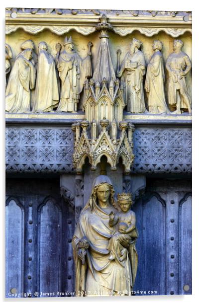 Mary and Jesus Great North Door Westminster Abbey Acrylic by James Brunker
