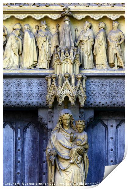 Mary and Jesus Great North Door Westminster Abbey Print by James Brunker