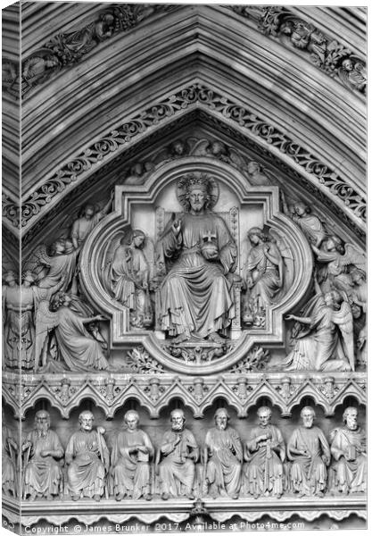 Stone Carvings Great North Door Westminster Abbey Canvas Print by James Brunker
