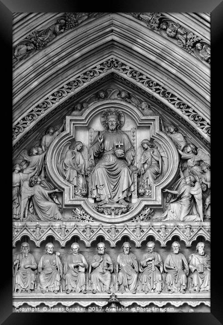 Stone Carvings Great North Door Westminster Abbey Framed Print by James Brunker