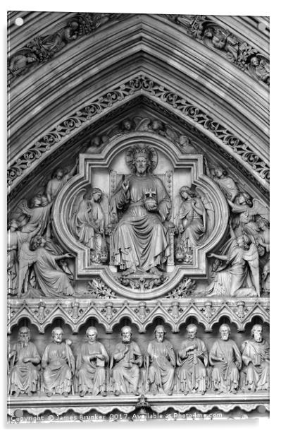 Stone Carvings Great North Door Westminster Abbey Acrylic by James Brunker