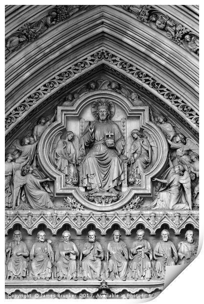 Stone Carvings Great North Door Westminster Abbey Print by James Brunker