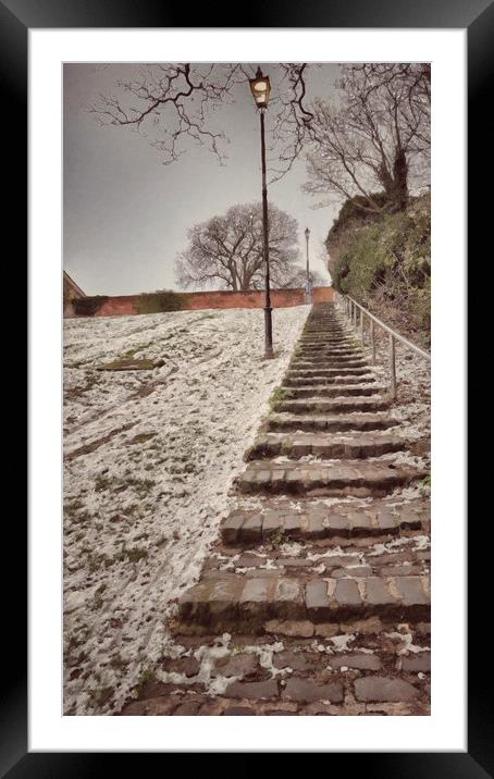A Wintery Stairway to Heaven Framed Mounted Print by Zahra Majid