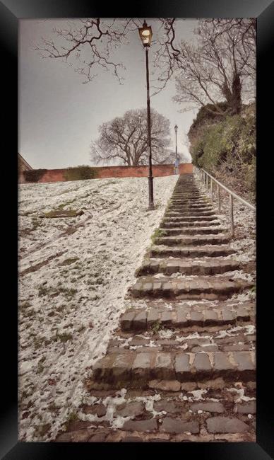 A Wintery Stairway to Heaven Framed Print by Zahra Majid
