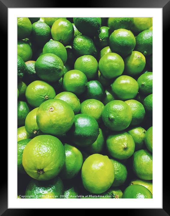 Lime Citrus Fruits In Fruit Market Framed Mounted Print by Radu Bercan