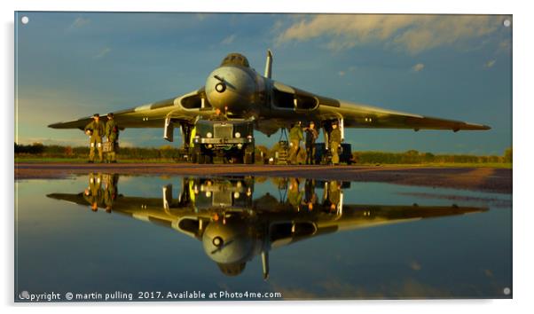 Avro Vulcan Bomber, reflection. Acrylic by martin pulling